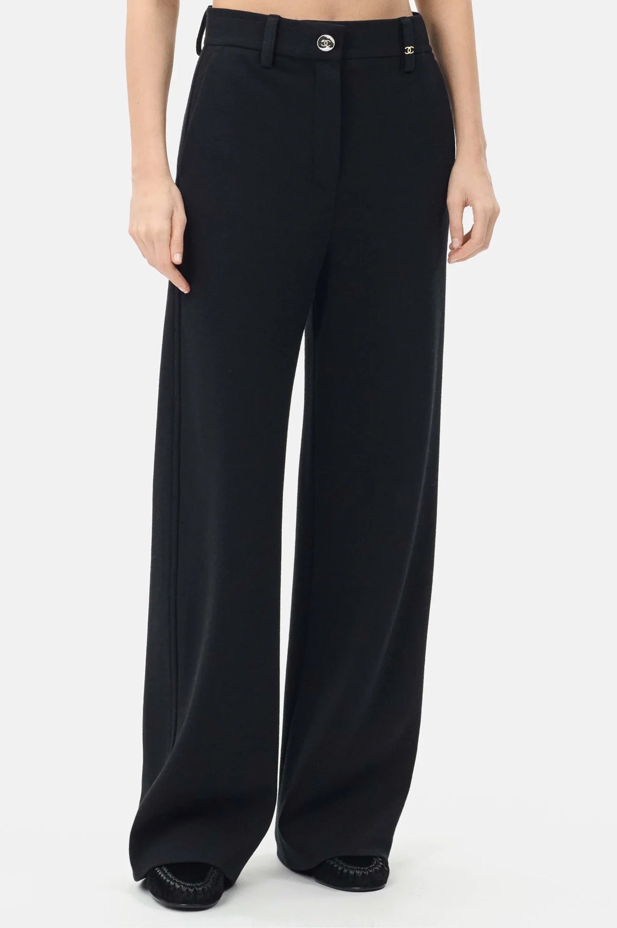 Trousers Wool in Black — Black
