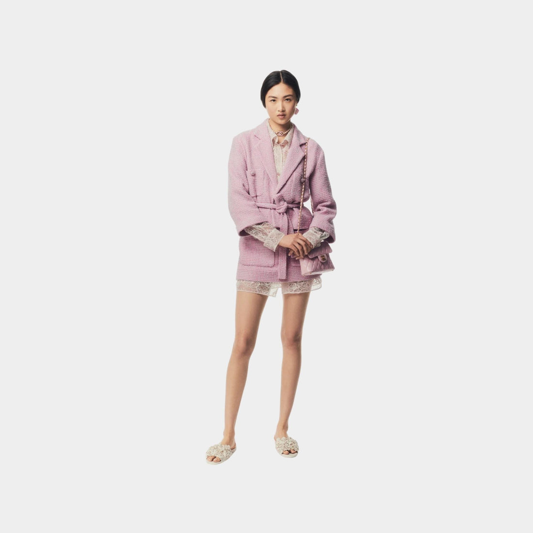 Chanel Tunic Iridescent Guipure Ecru & Pink, Full