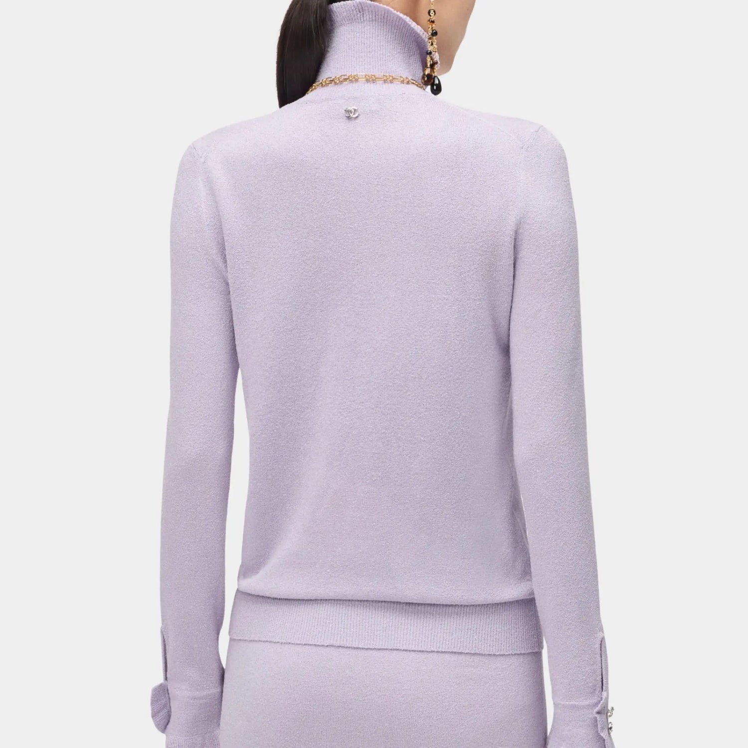 Chanel Turtleneck Pullover Silk Lilac