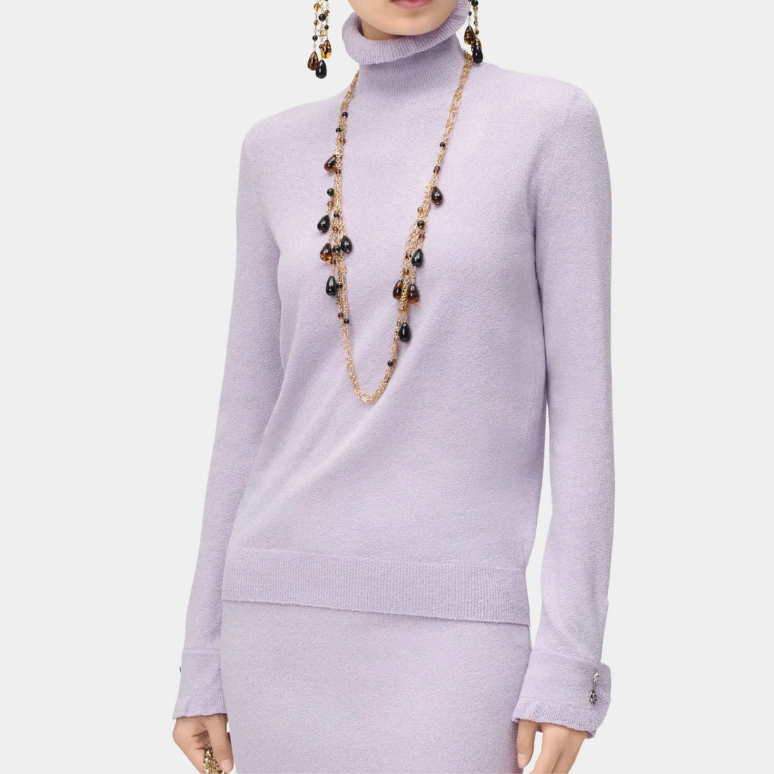 Chanel Turtleneck Pullover Silk Lilac
