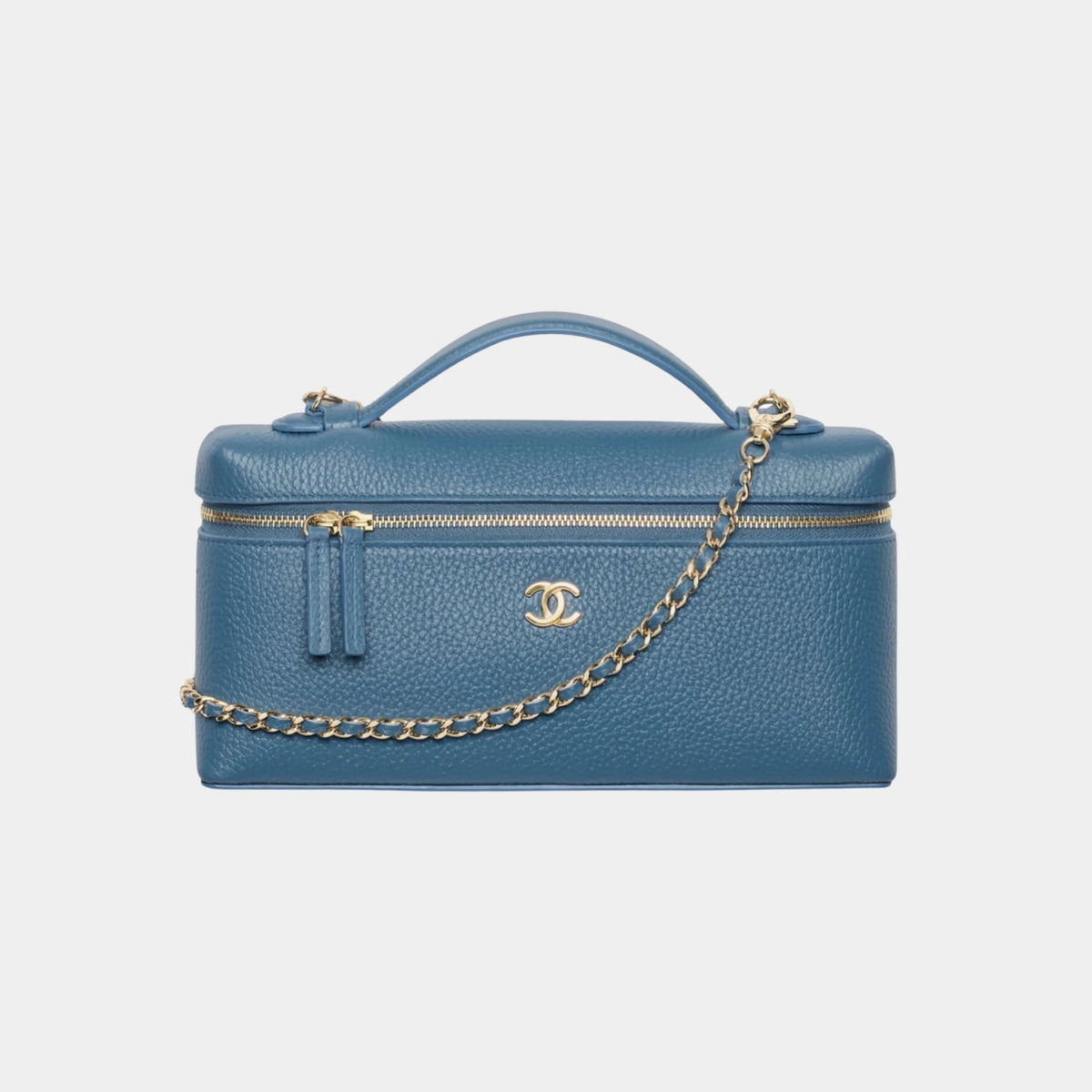 Vanity with Chain in Dark Blue Grained Calfskin