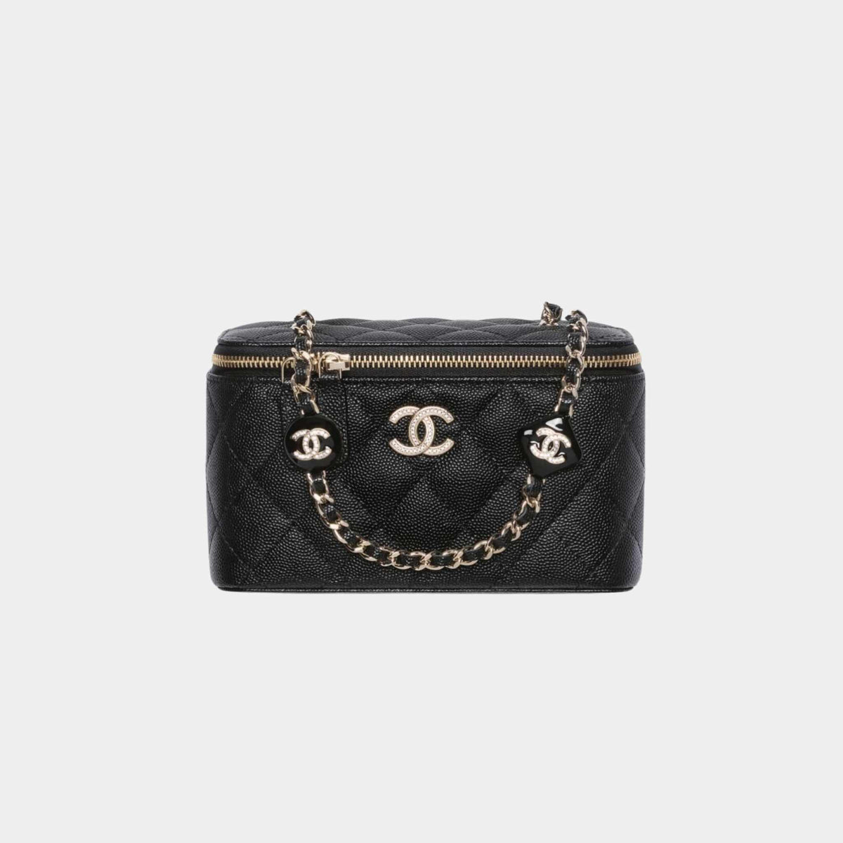 Vanity with Chain in Shiny Grained Calfskin and Enamel