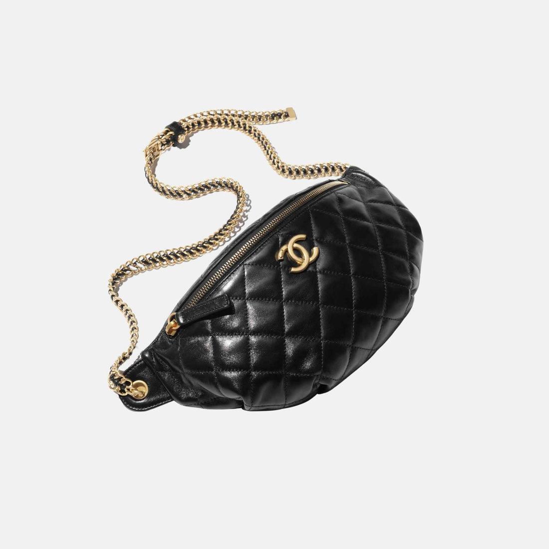 Chanel Waist Bag In Shiny Lambskin &amp; Tone Metal, Front
