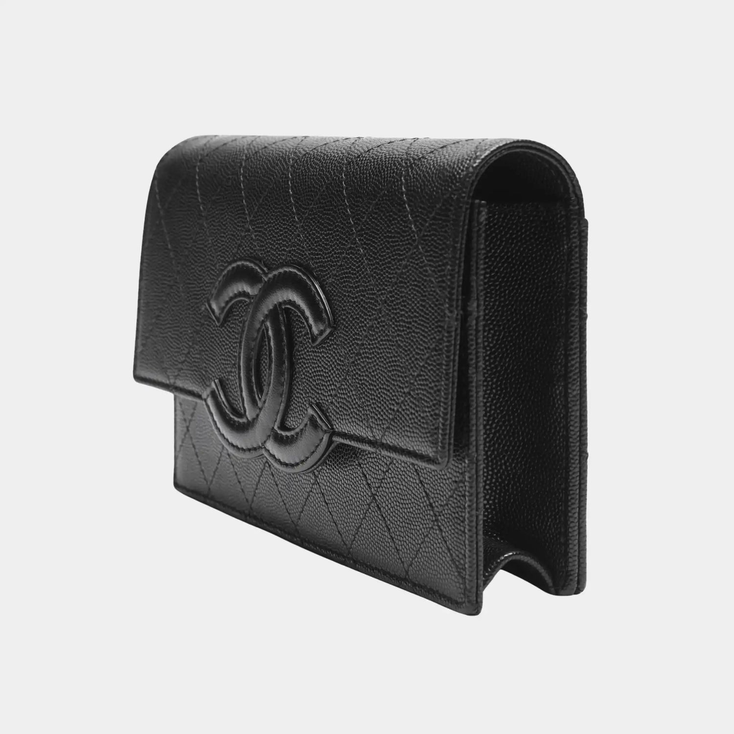Chanel Wallet on Chain in Black Shiny Grained Calfskin &amp; Lambskin, Back