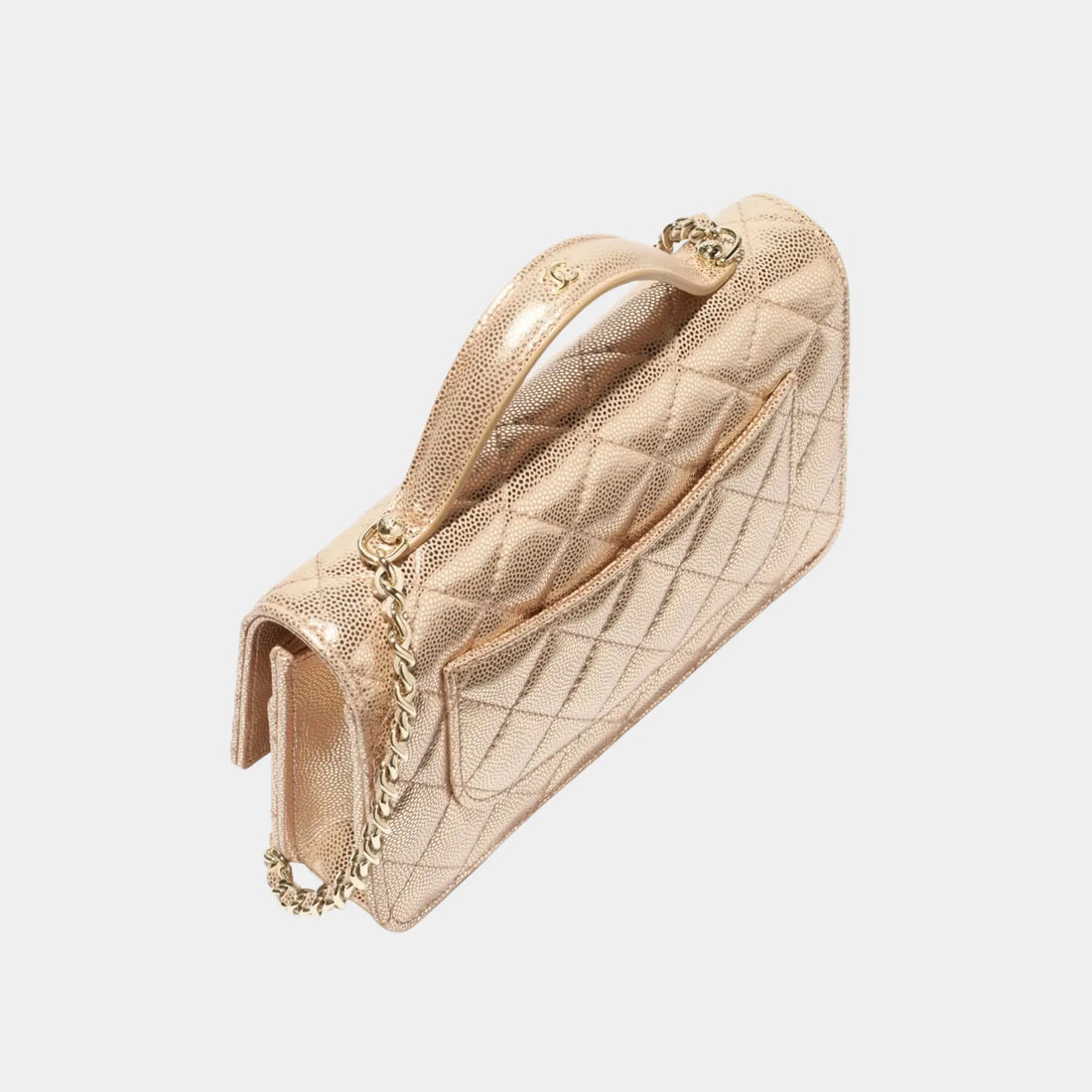 Chanel Wallet On Chain Metallic Grained Calfskin & Gold Metal, Copper, Back