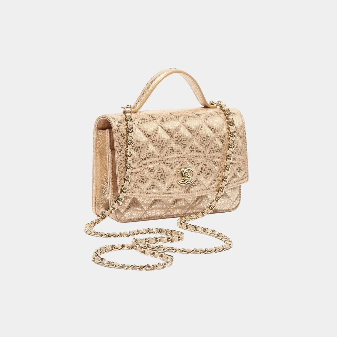 Chanel Wallet On Chain Metallic Grained Calfskin &amp; Gold Metal, Copper, Front