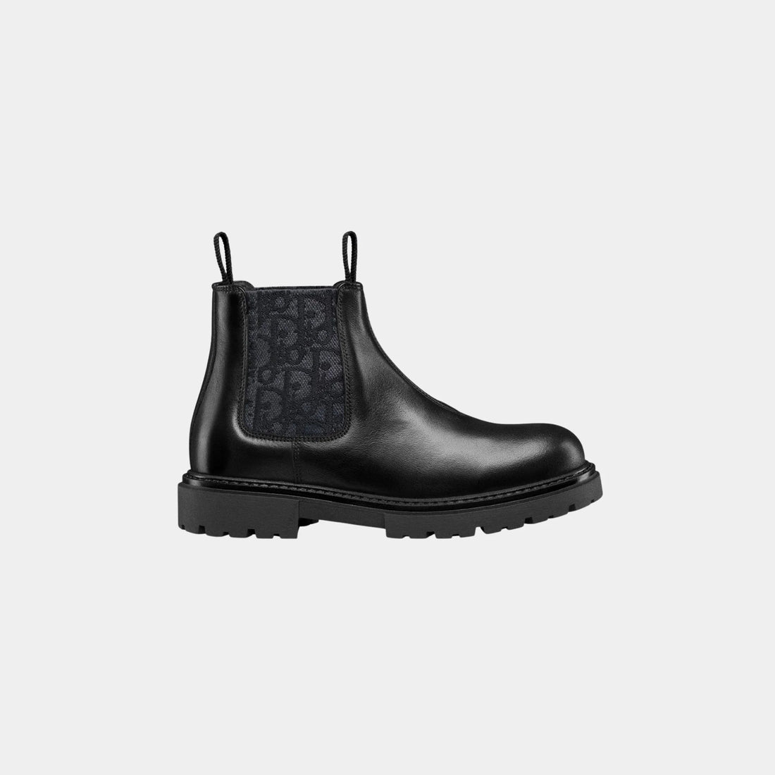 Dior Childrens Chelsea Boots Black Calfskin and Jacquard Canvas, Side