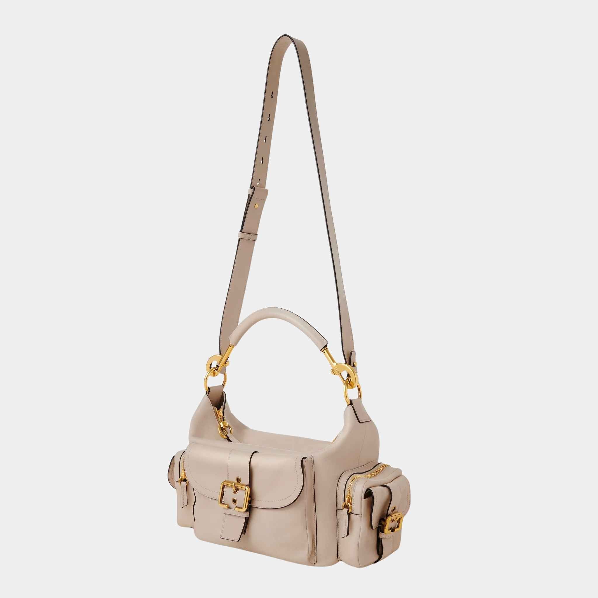 Chloe Camera Bag in Shiny Leather, Bayish Brown, Side