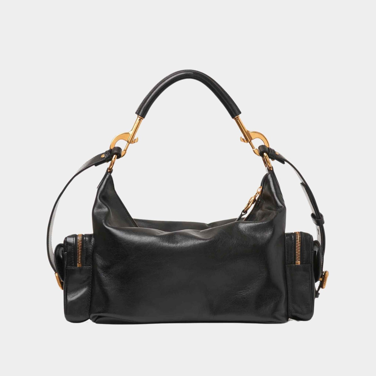 Chloe Camera Bag in Shiny Leather, Black, Back