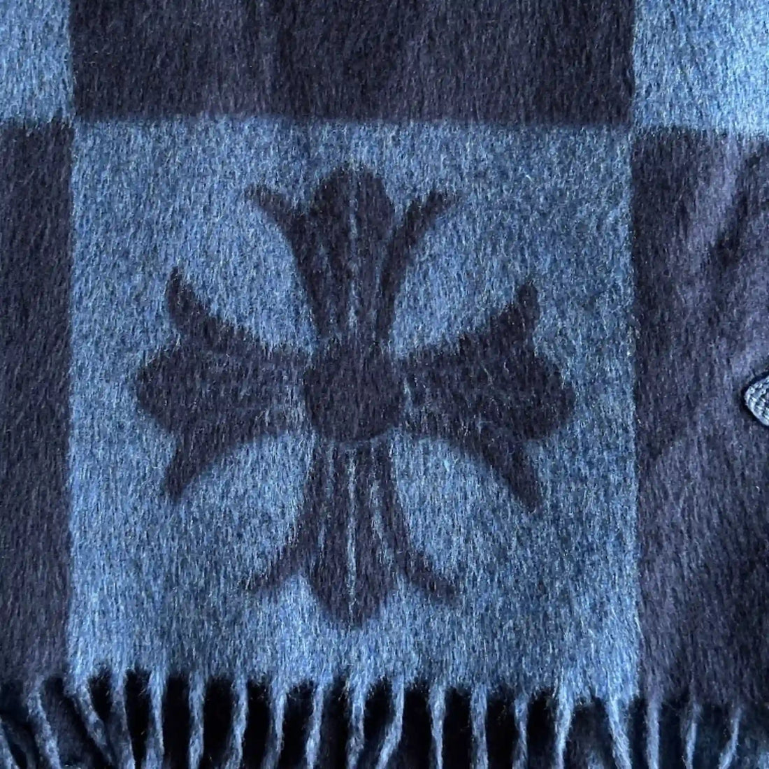 Chrome Hearts Blanket Navy Blue in Silk & Calf Leather, Close
