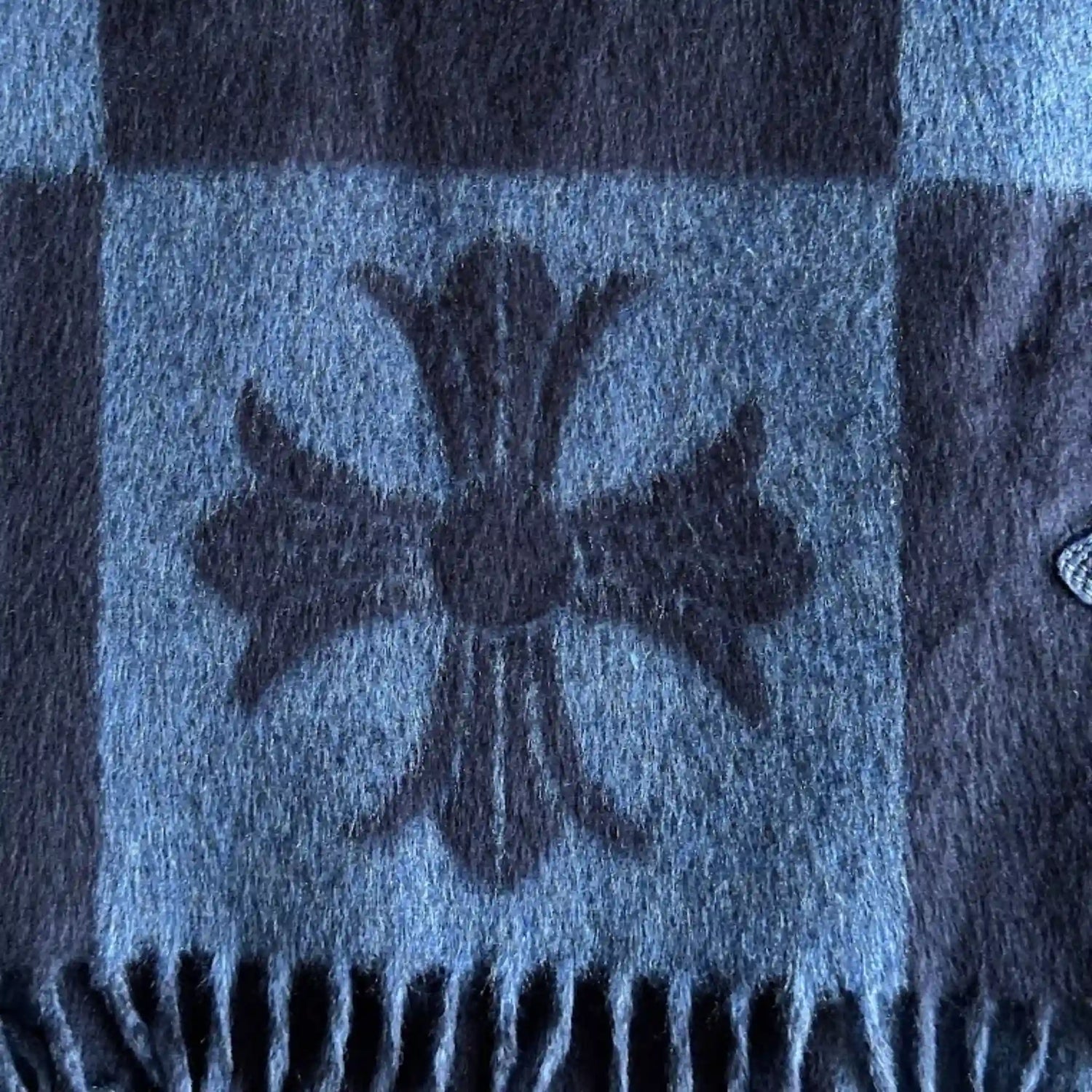 Chrome Hearts Blanket Navy Blue in Silk &amp; Calf Leather, Close