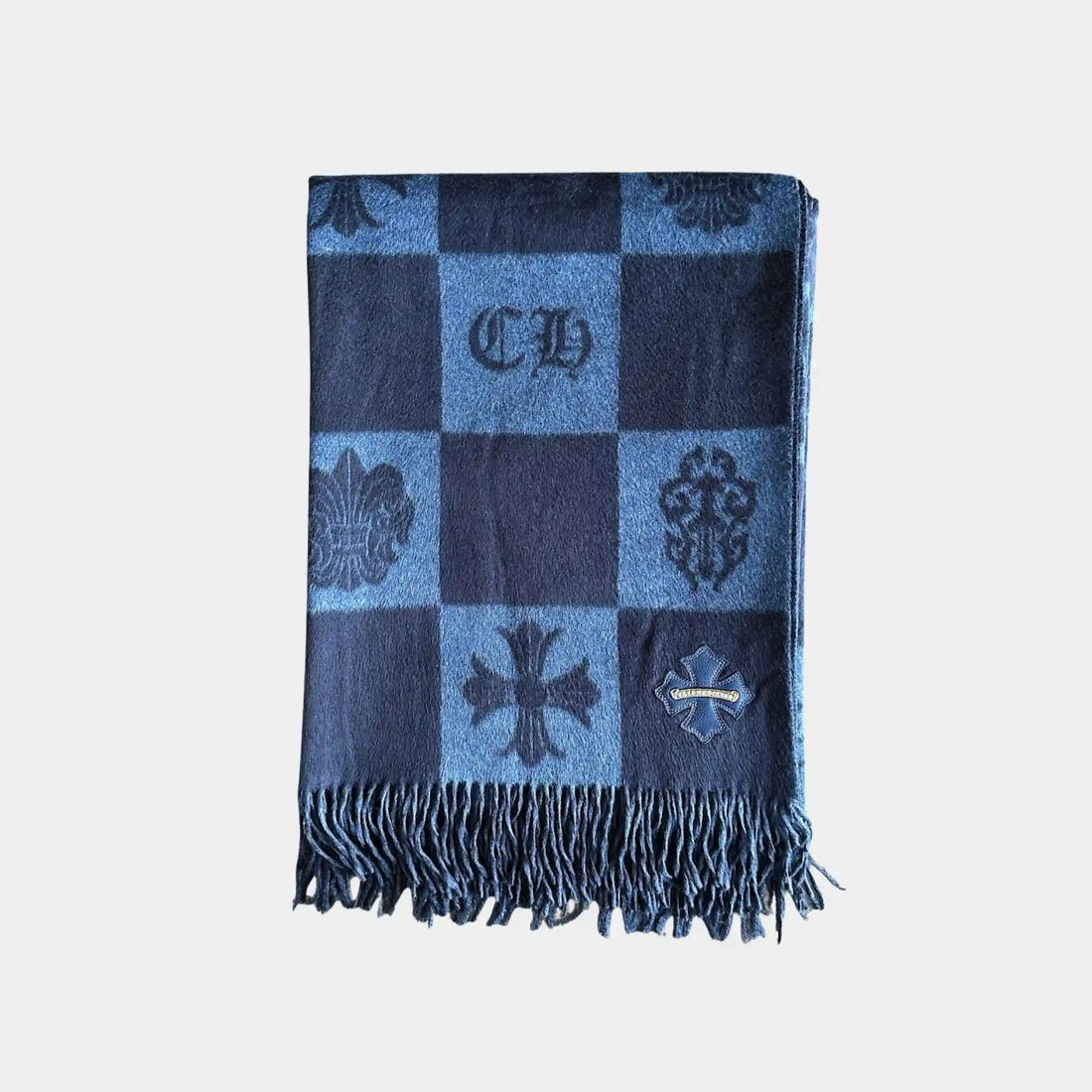 Chrome Hearts Blanket Navy Blue in Silk & Calf Leather, Front