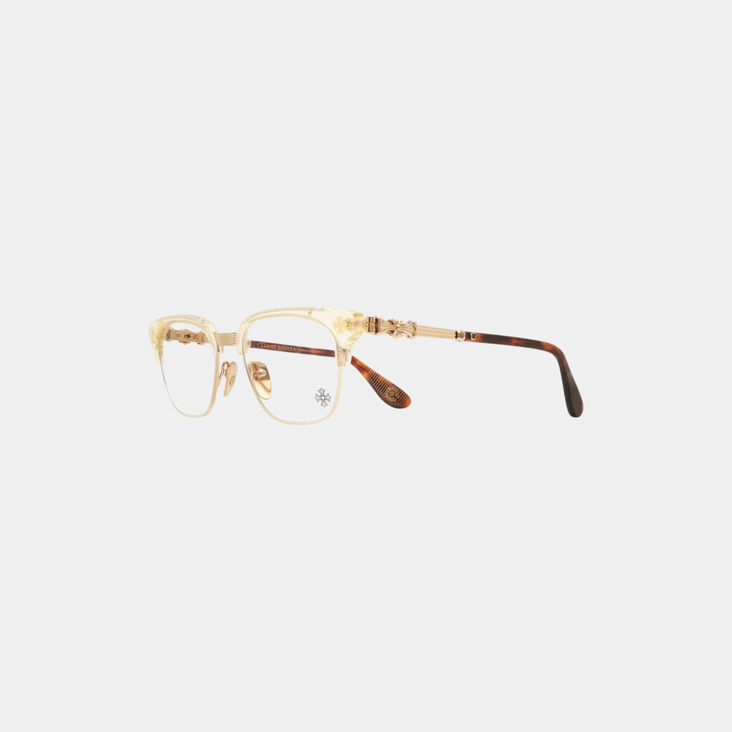 Chrome Hearts Bonennoisseur-II Glasses, Brown, Gold, Front Side