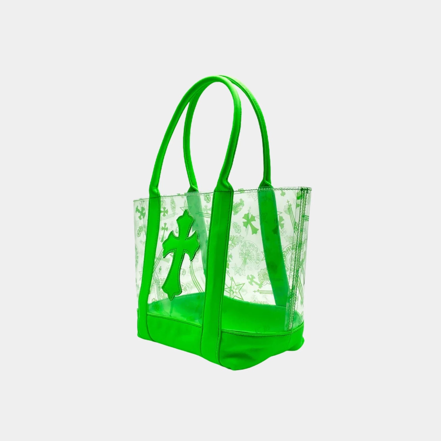 Chrome Hearts Green PVC and Calf Leather Tote Bag, Side
