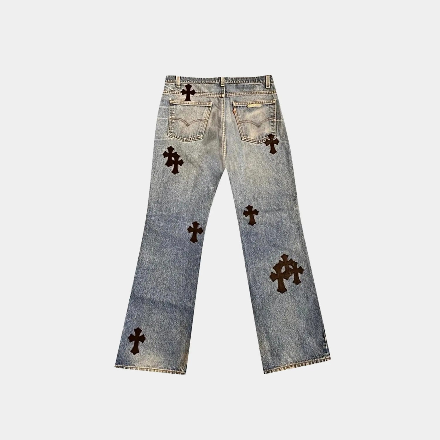 Chrome Hearts Made to Order Cross Carpenter Pants, Washed Blue and Black, Back