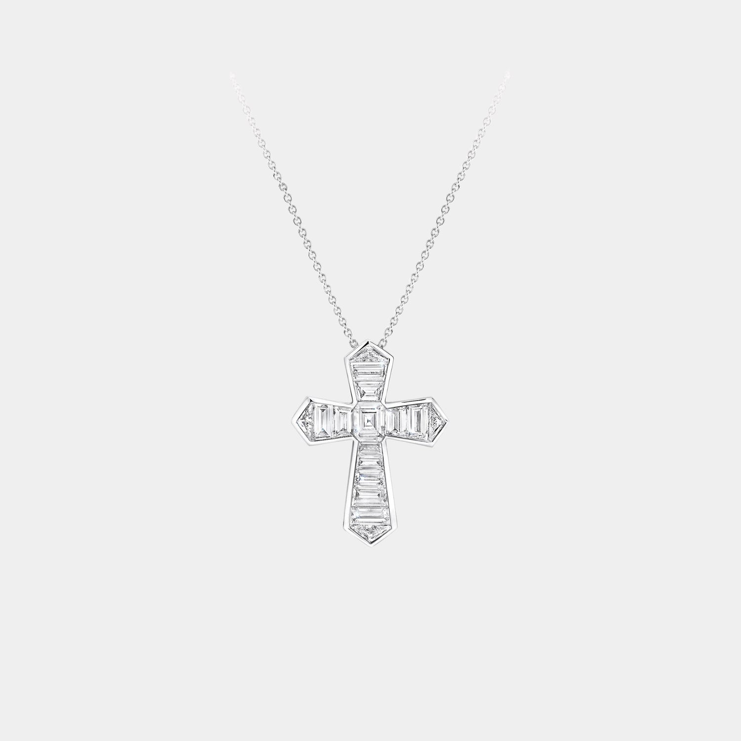 Classic Graff Baguette Cut Diamond Cross Pendant, Front