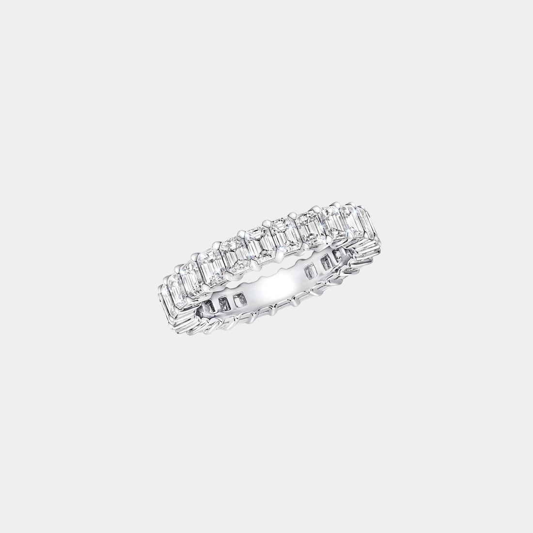 Classic Graff Claw Set Emerald Cut Diamond Eternity Ring, Top