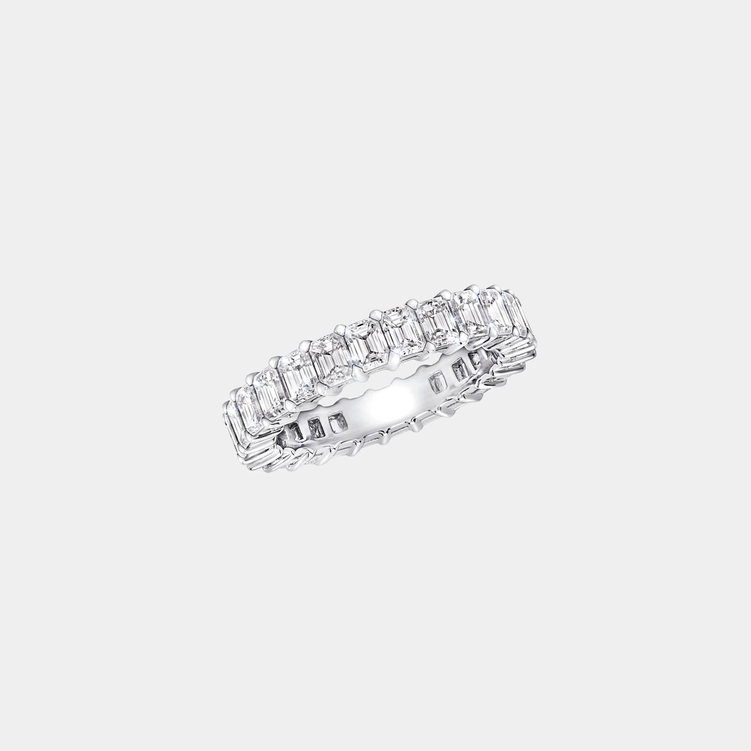 Classic Graff Claw Set Emerald Cut Diamond Eternity Ring, Top