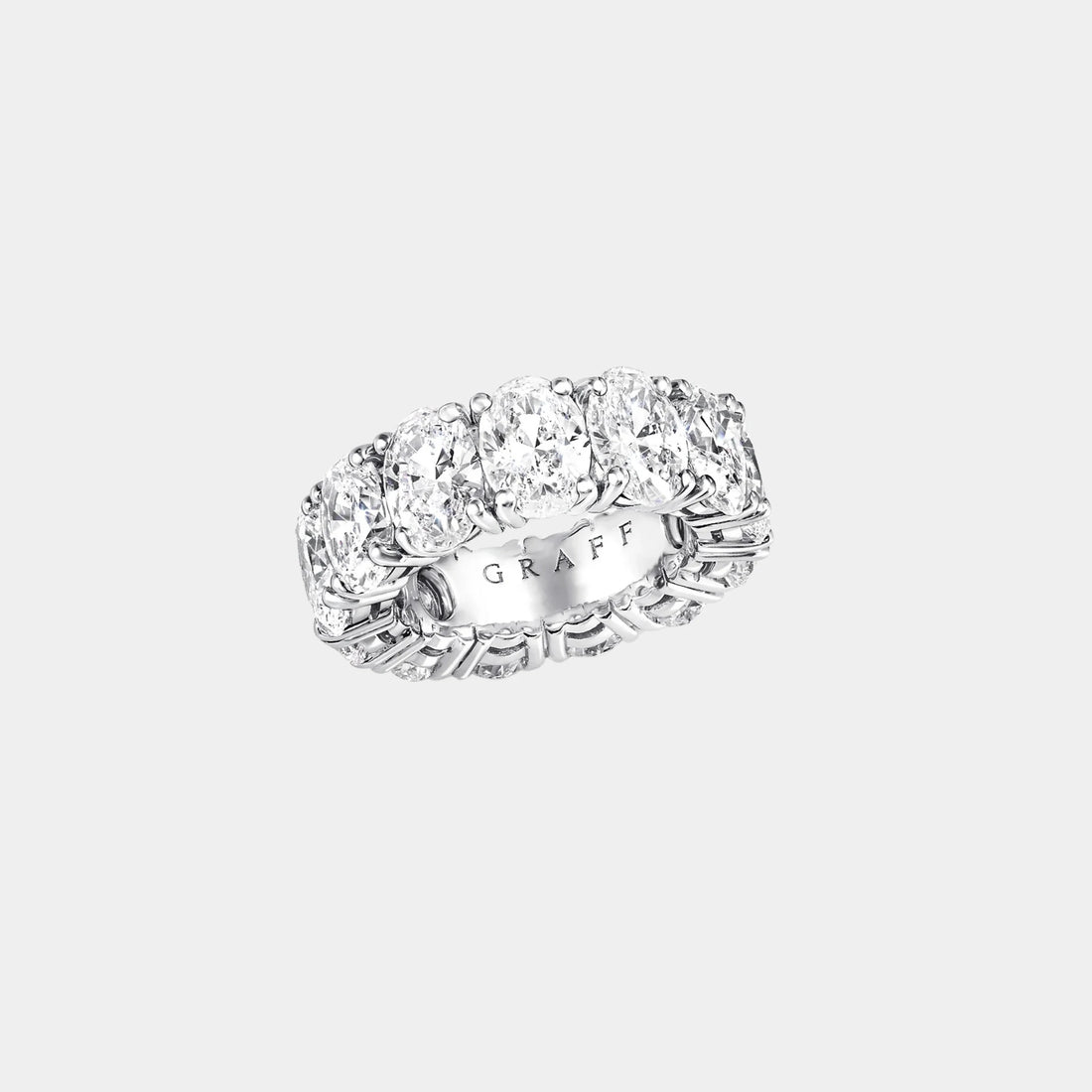 Classic Graff Claw Set Oval Diamond Eternity Ring, Front