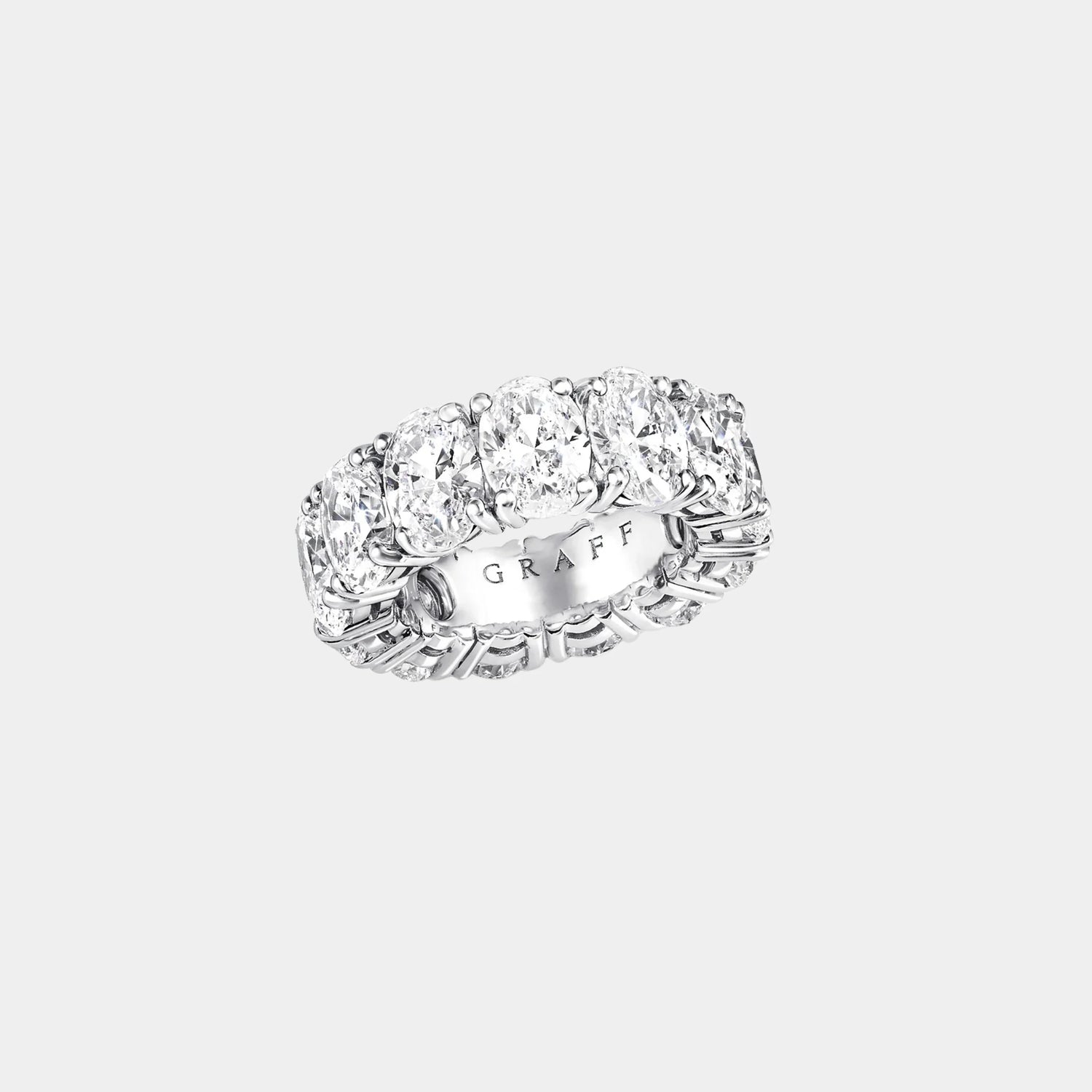 Classic Graff Claw Set Oval Diamond Eternity Ring, Front