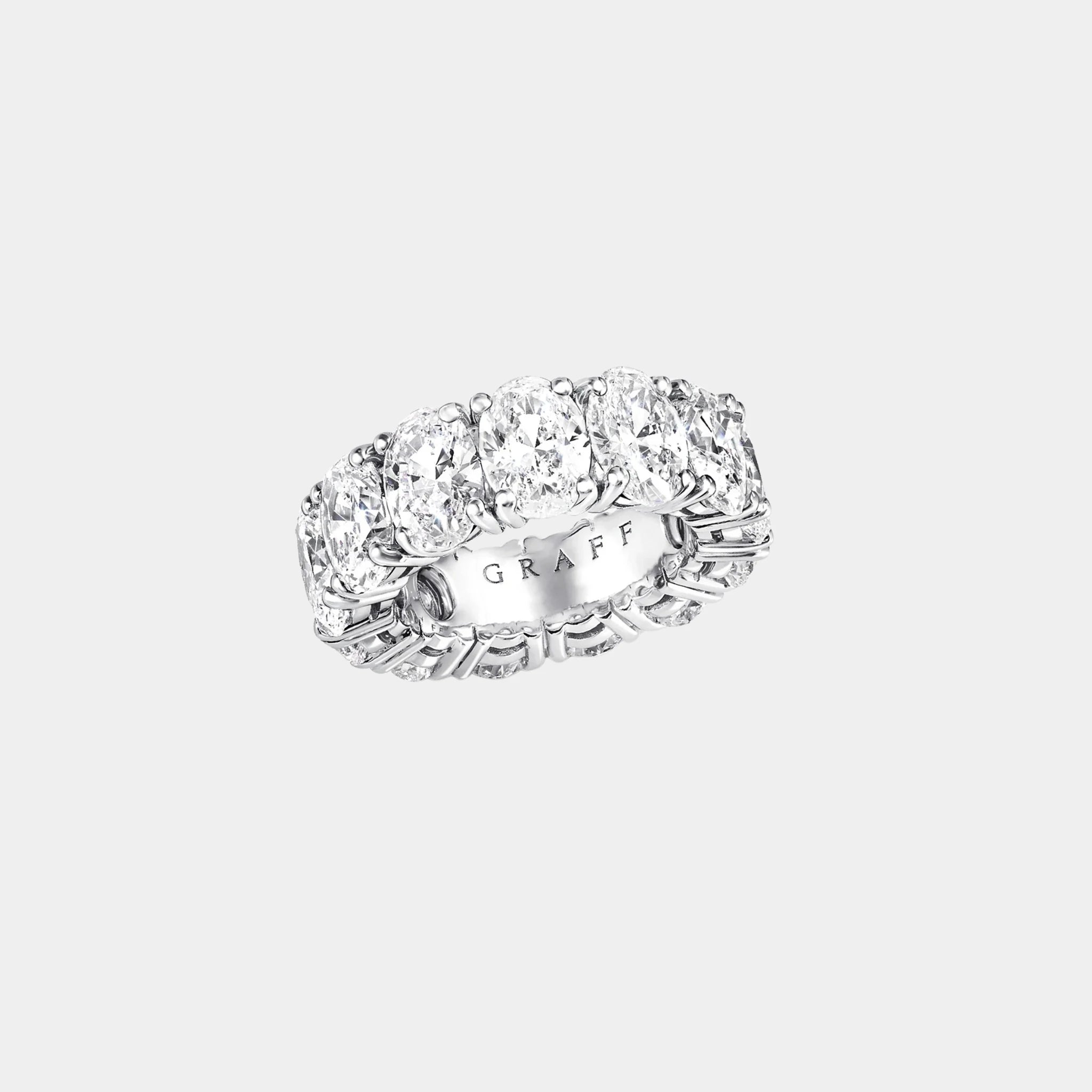 Classic Graff Claw Set Oval Diamond Eternity Ring, Front