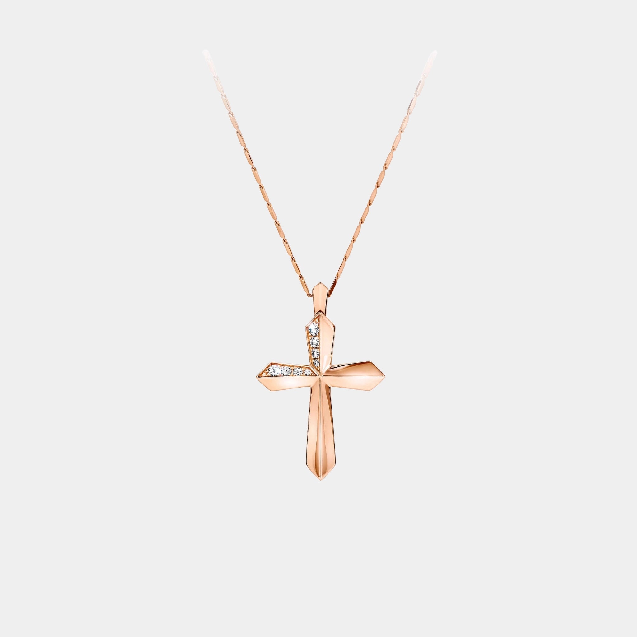 Classic Graff Cross Pendant Rose Gold, Front