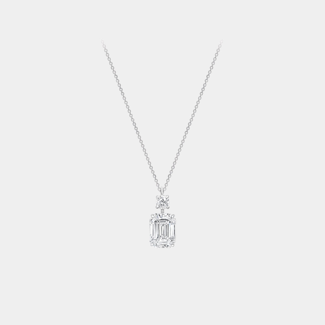 Classic Graff Emerald Cut Diamond Pendant