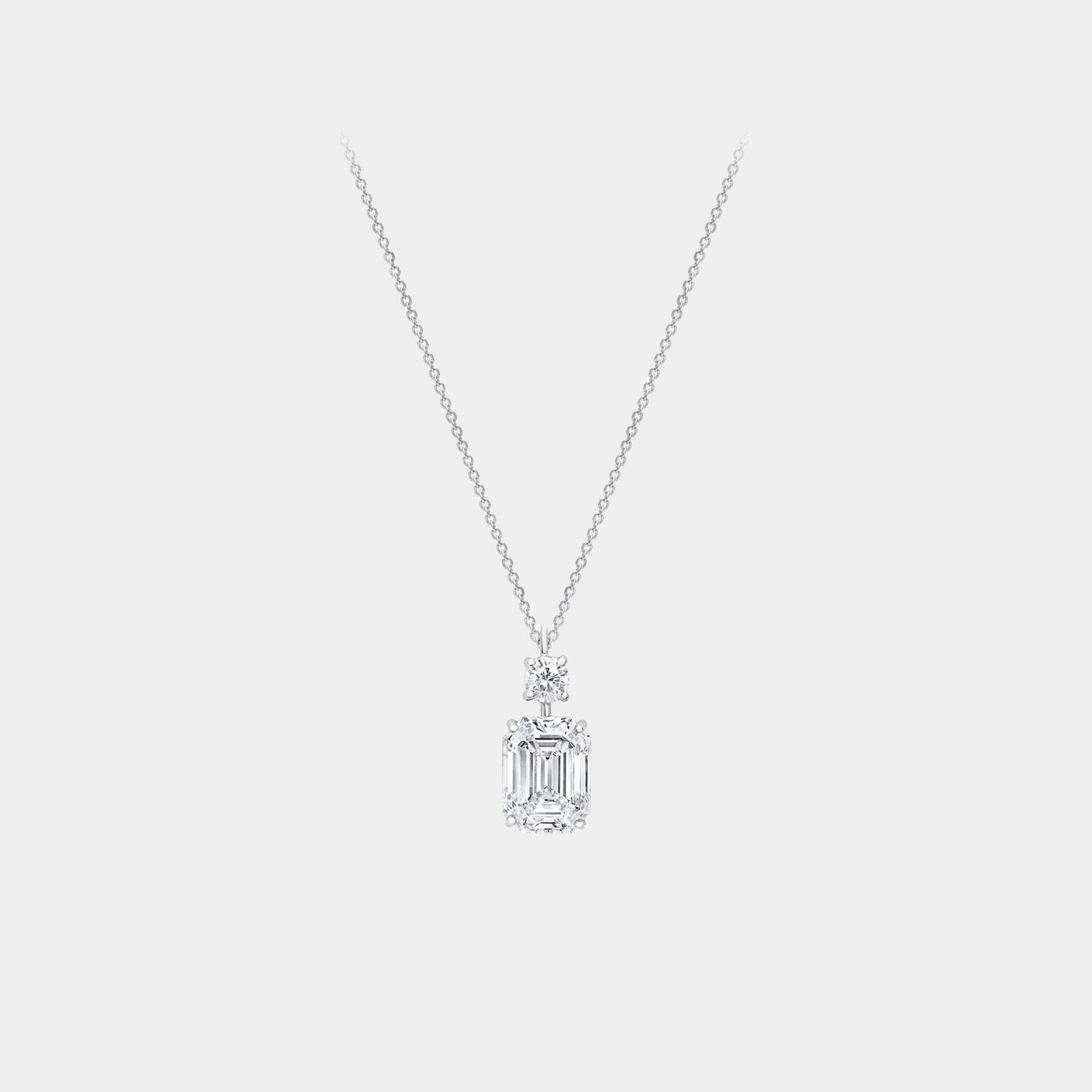 Classic Graff Emerald Cut Diamond Pendant