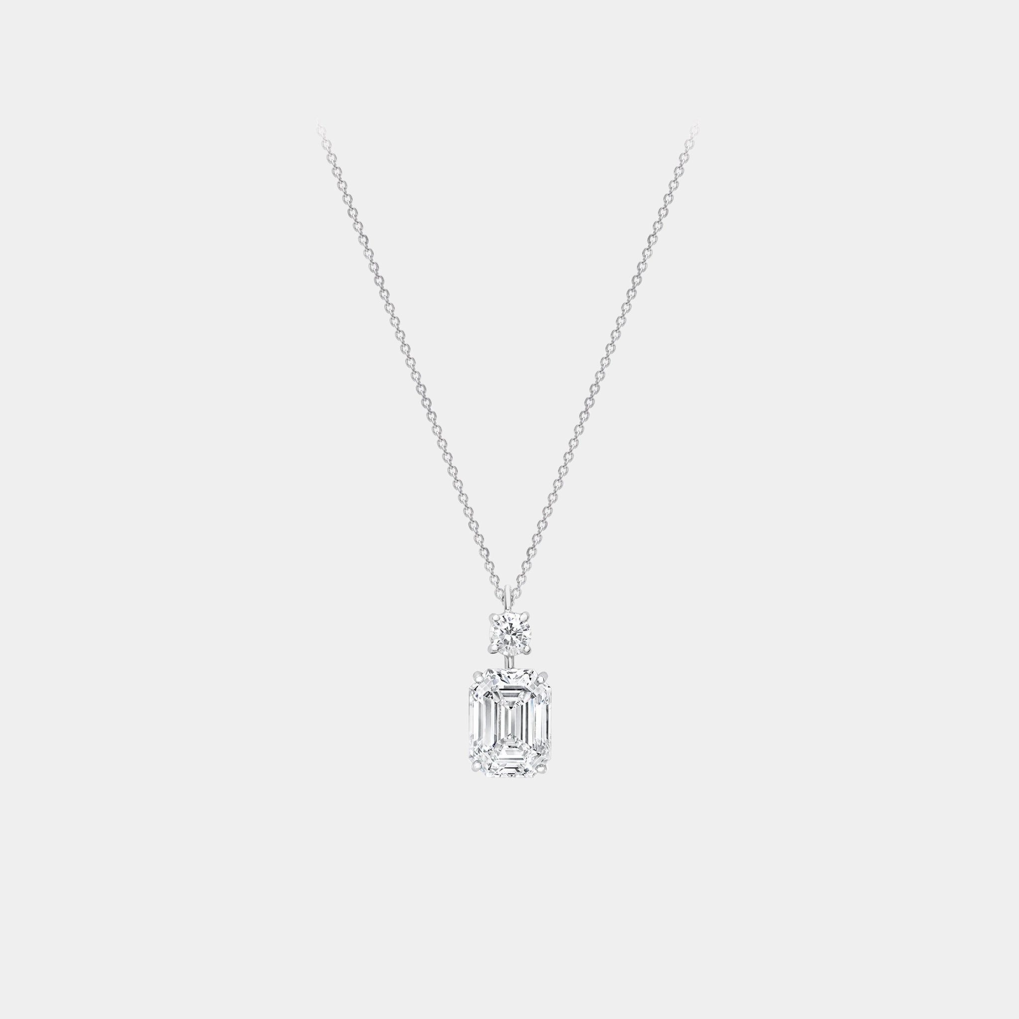 Classic Graff Emerald Cut Diamond Pendant