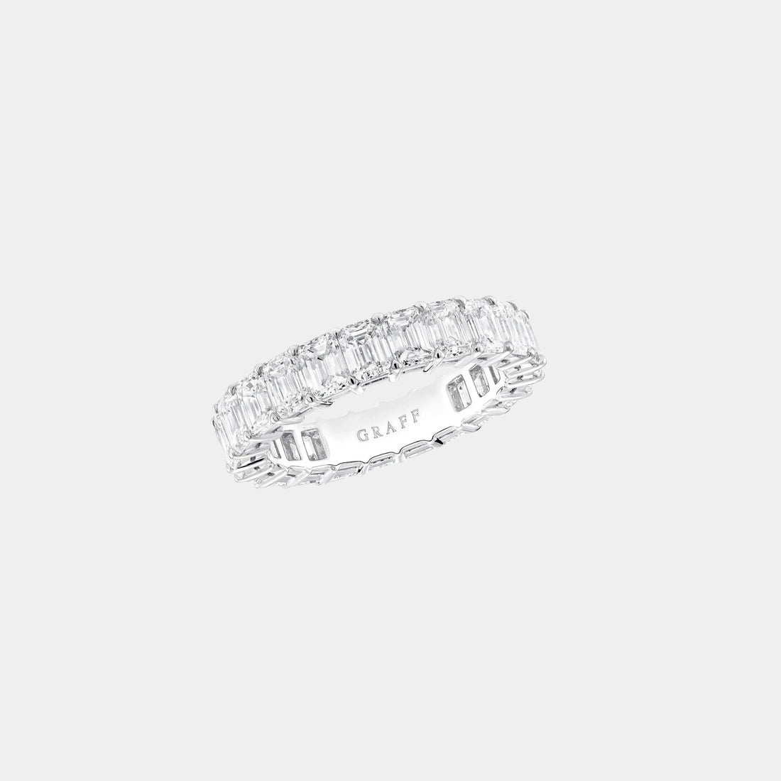 Classic Graff Emerald Cut Diamond Wedding Band, Top
