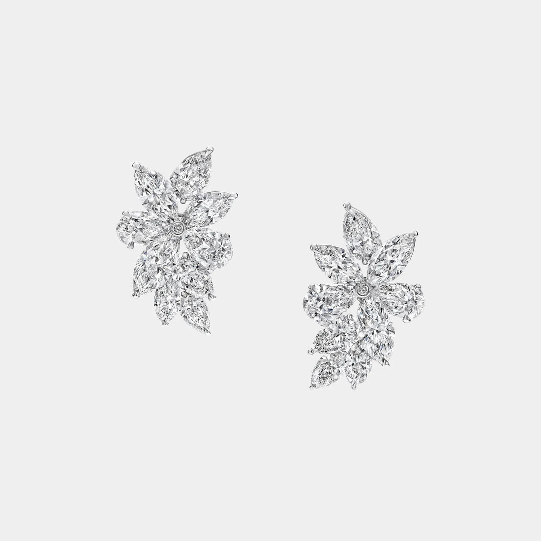 Classic Graff Pear Shape and Marquise Cut Diamond Earrings, Front