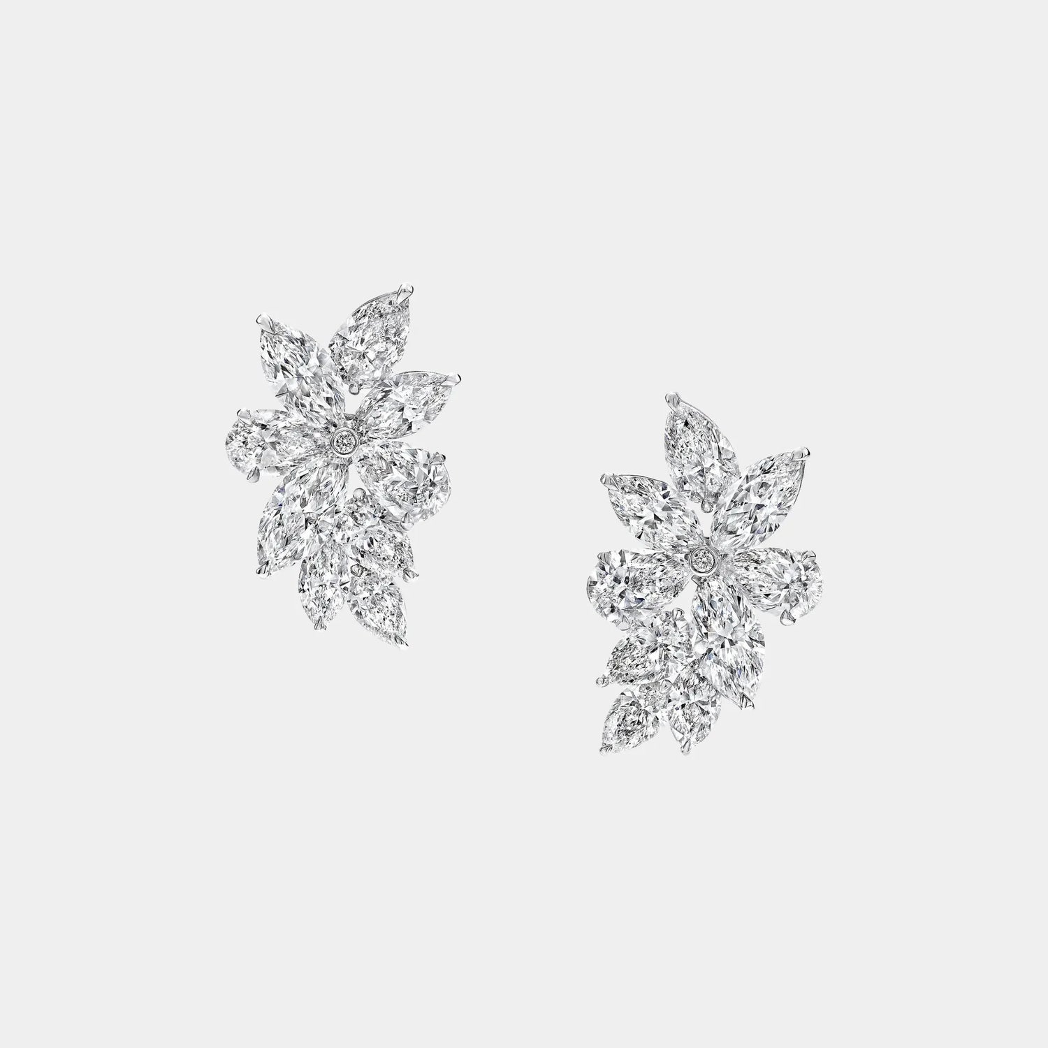Classic Graff Pear Shape and Marquise Cut Diamond Earrings, Front