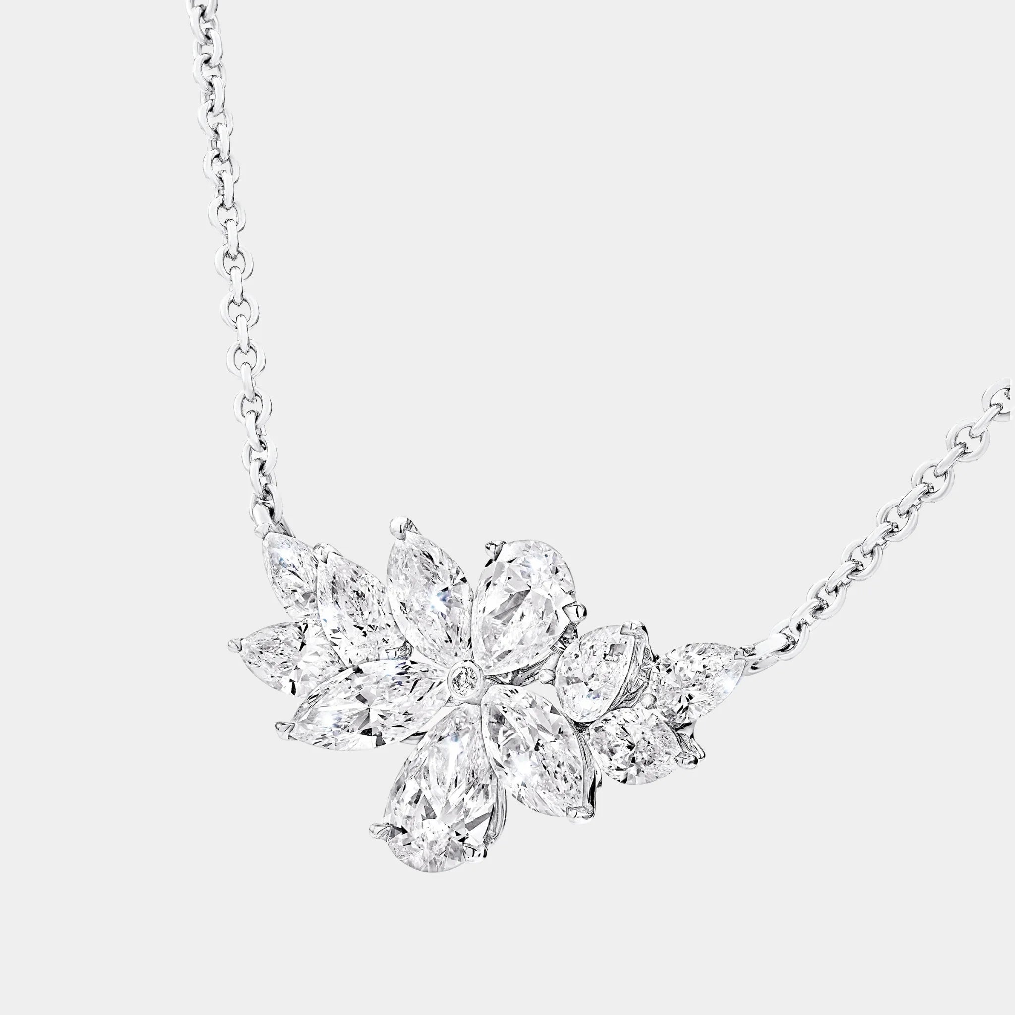 Classic Graff Pear Shape and Marquise Cut Diamond Pendant, Close