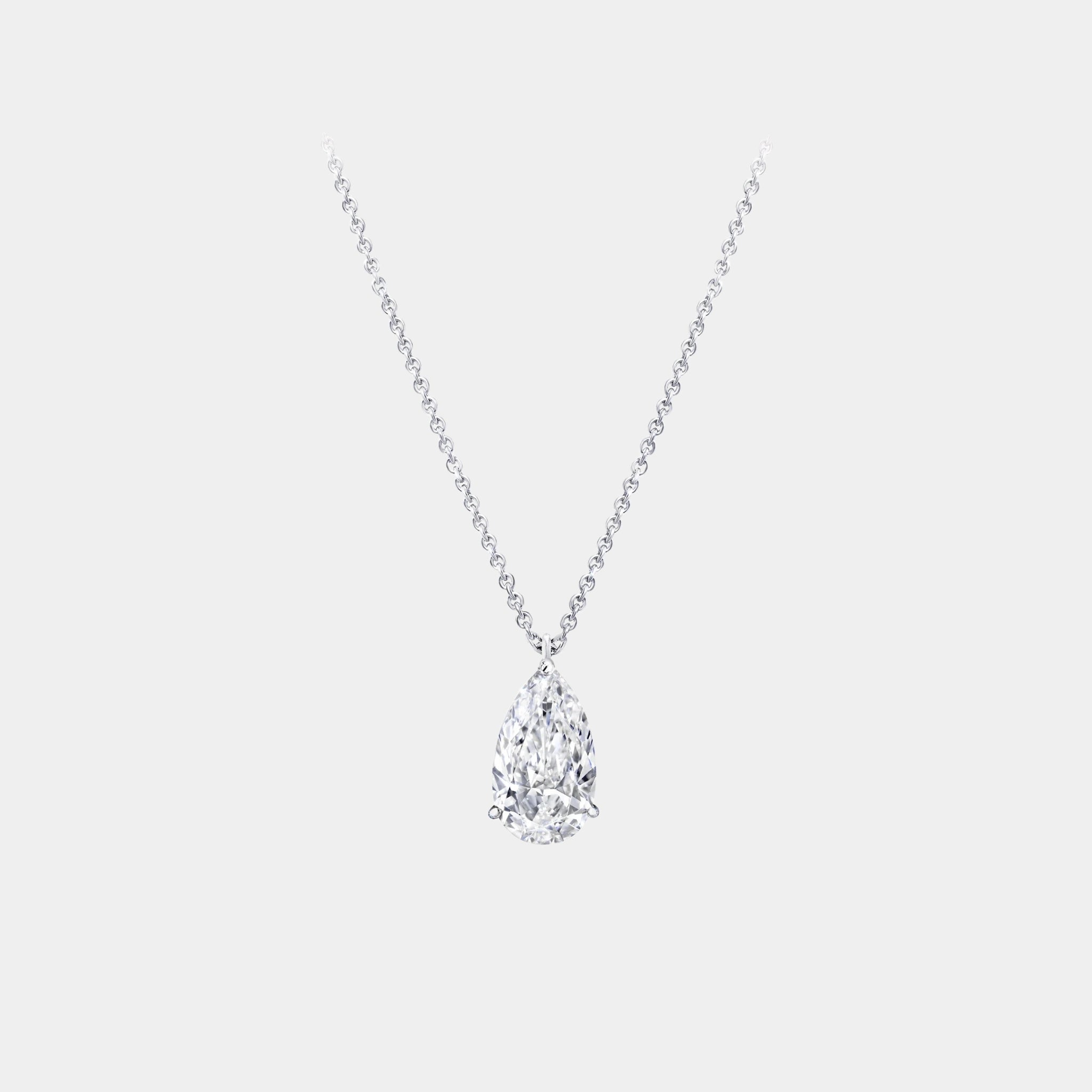 Classic Graff Pear Shape Diamond Solitaire Pendant, Front