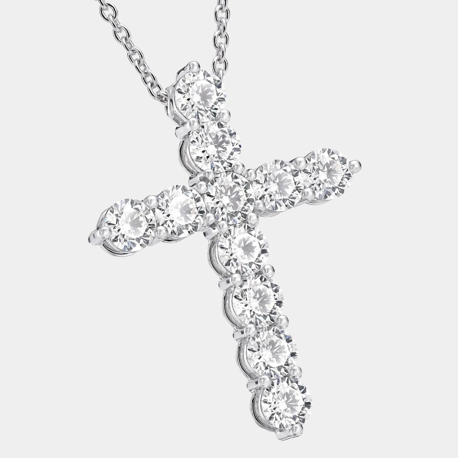 Classic Graff Round Diamond Cross Large Pendant, Close