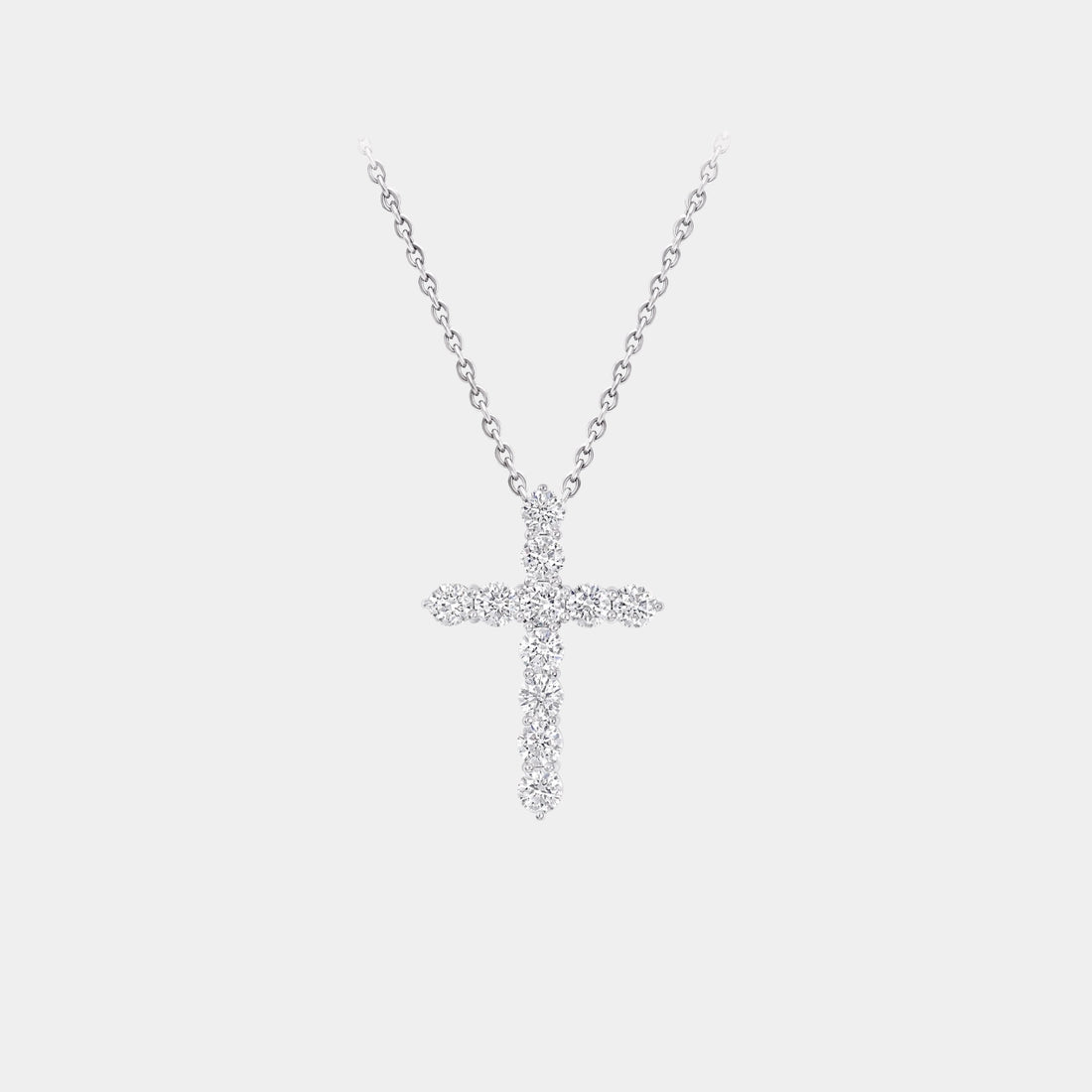 Classic Graff Round Diamond Cross Large Pendant, Front
