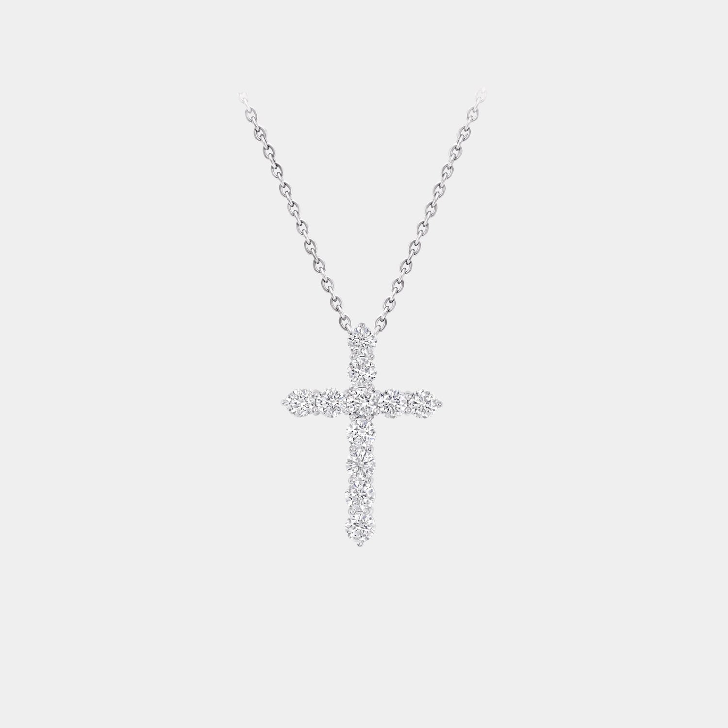 Classic Graff Round Diamond Cross Large Pendant, Front