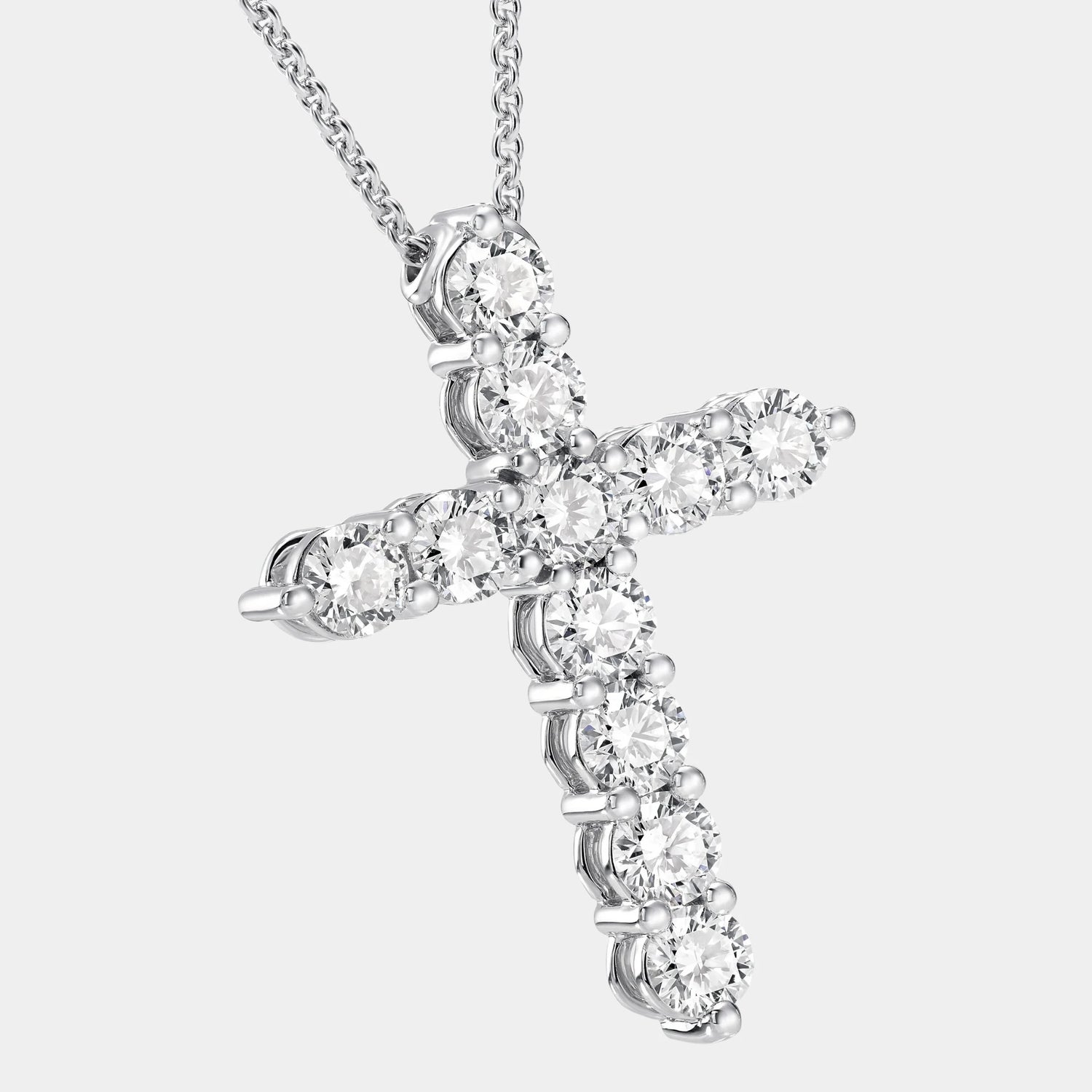 Classic Graff Round Diamond Cross Medium Pendant, Close