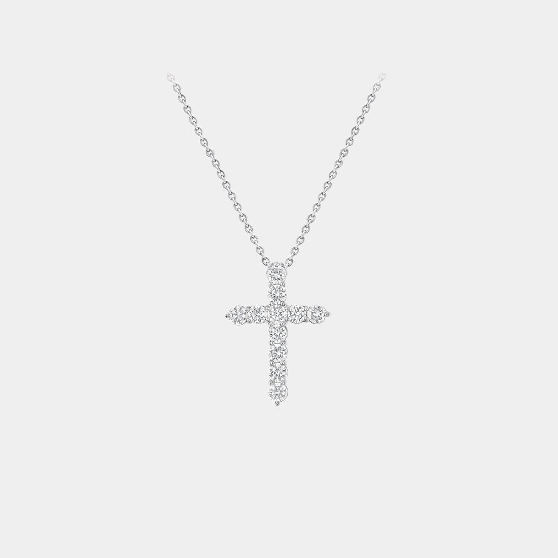 Classic Graff Round Diamond Cross Medium Pendant, Front