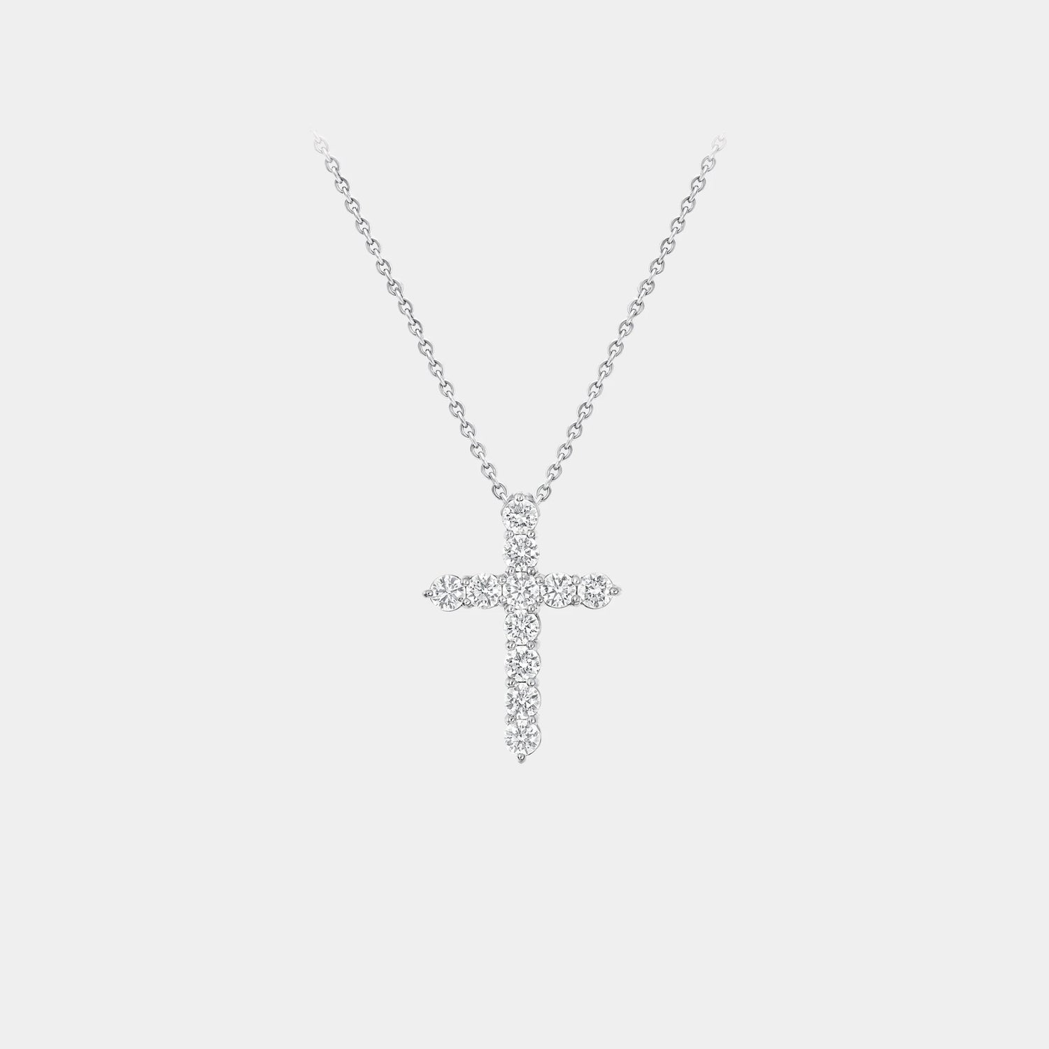 Classic Graff Round Diamond Cross Medium Pendant, Front
