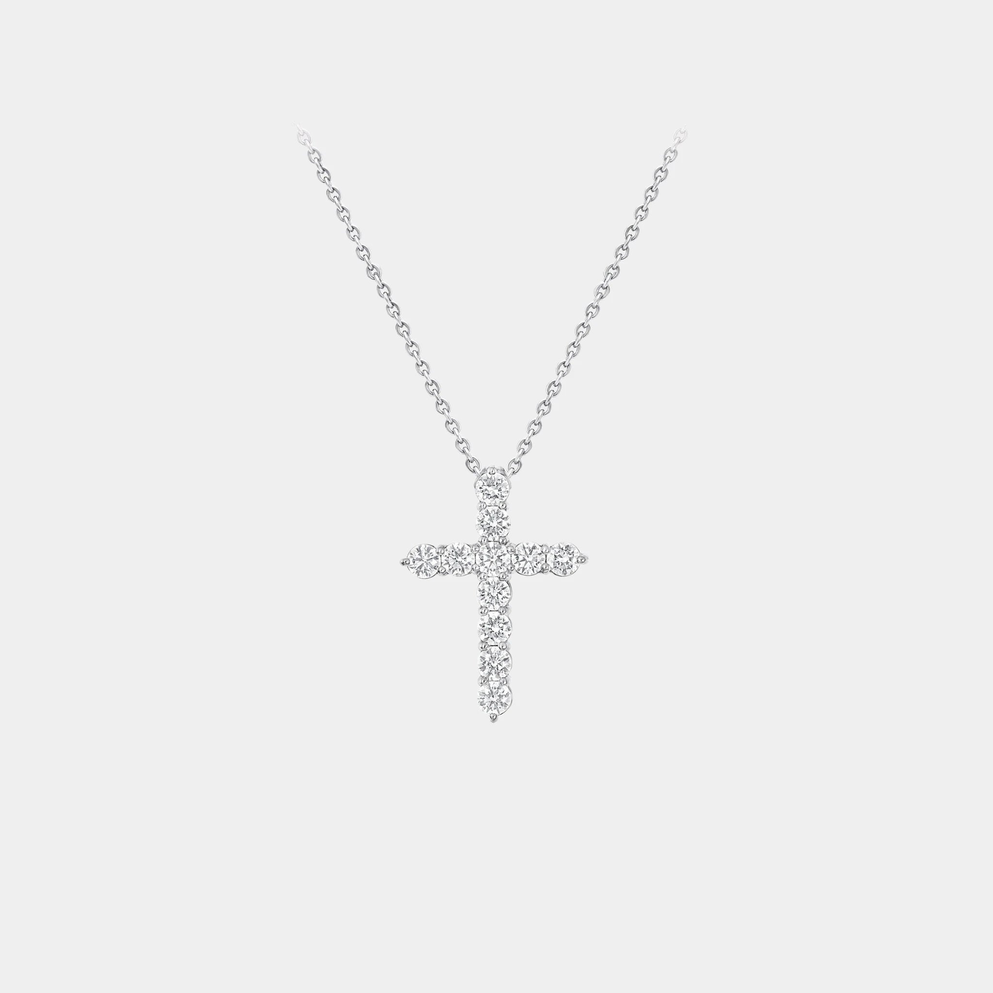 Classic Graff Round Diamond Cross Medium Pendant, Front