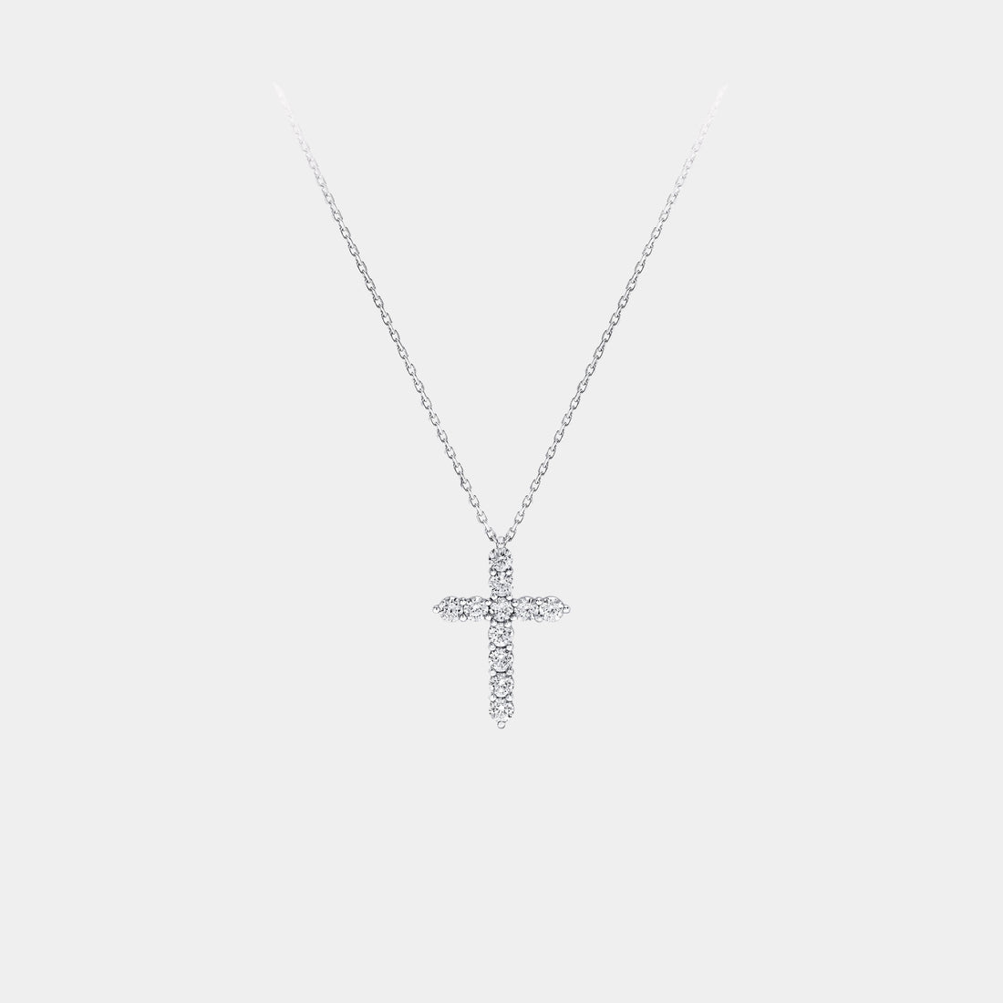 Classic Graff Round Diamond Cross Mini Pendant, Front