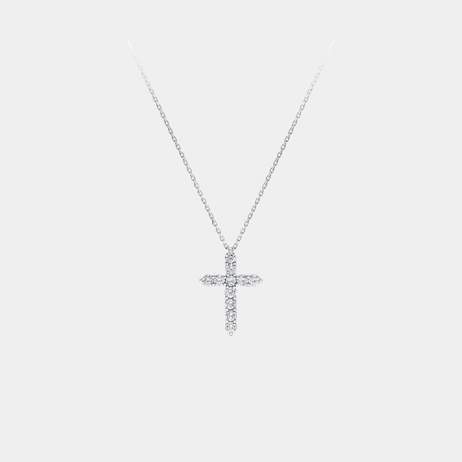 Classic Graff Round Diamond Cross Mini Pendant, Front