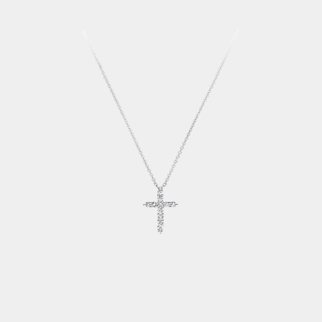Classic Graff Round Diamond Cross Petite Pendant, Front