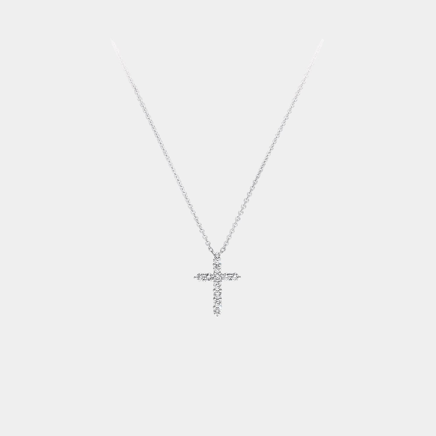 Classic Graff Round Diamond Cross Petite Pendant, Front