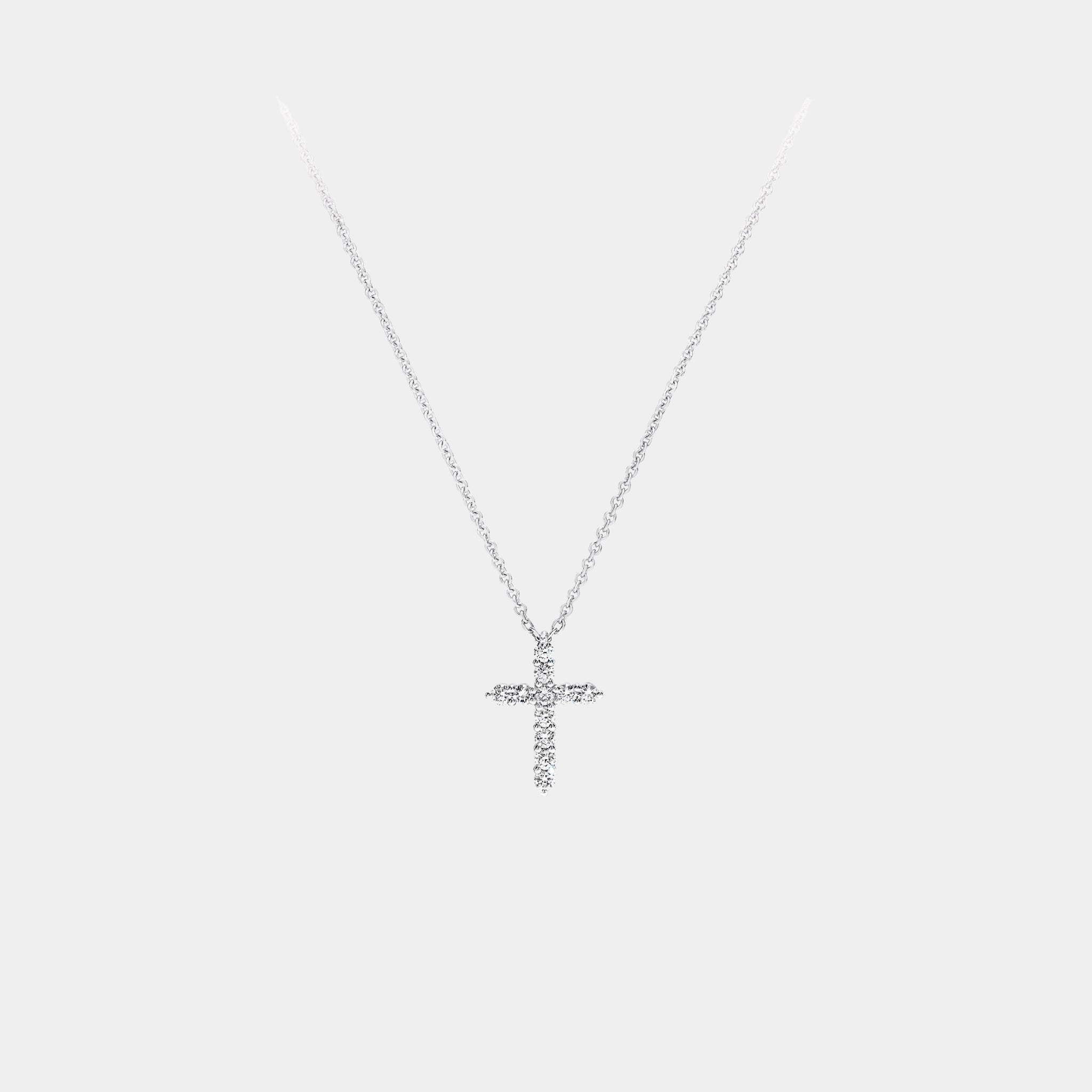 Classic Graff Round Diamond Cross Petite Pendant, Front