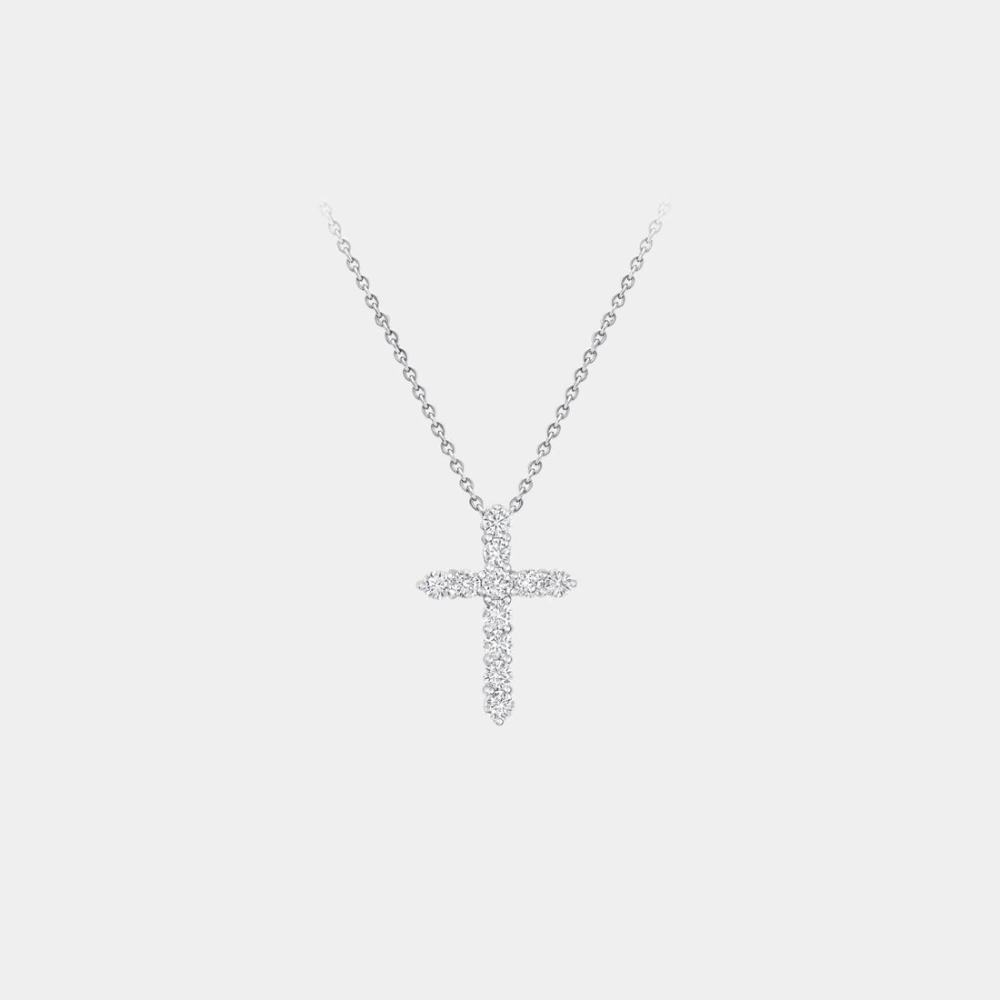 Classic Graff Round Diamond Cross Small Pendant, Front