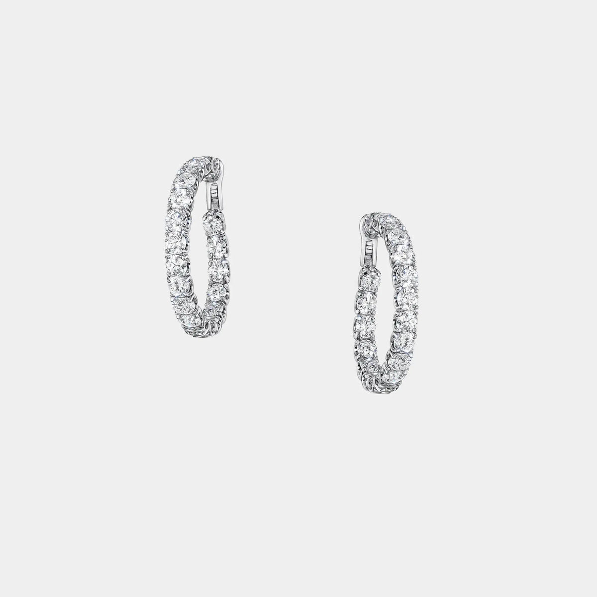 Classic Graff Round Diamond Hoop Earrings White Gold