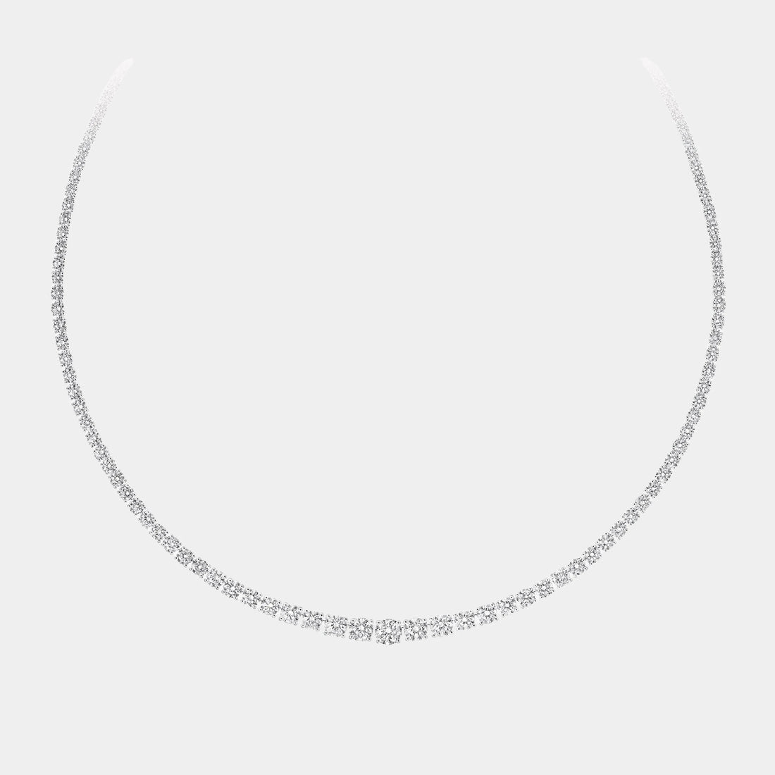 Classic Graff Round Diamond Necklace White Gold, Front
