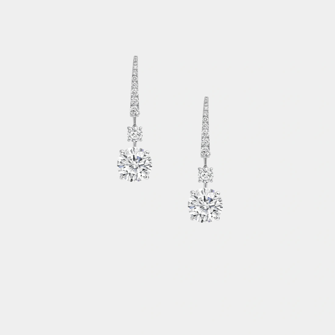 Classic Graff Round Diamond Solitaire Earrings, Front